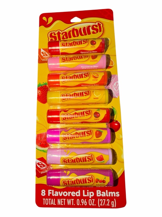 Starburst Other - Assorted Flavored Lip Balm Set - 8 Pack (Pink, Red, Orange, Yellow)